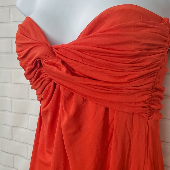 Tufi Duek Coral Red Strapless Beach Dress - Picture 3 of 5